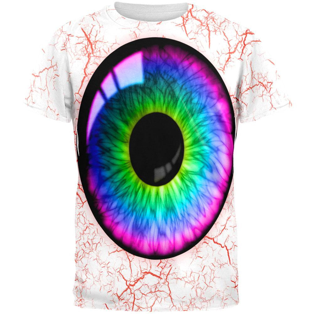 Rainbow Eyeball Costume All Over Adult T-Shirt Men's T-Shirts Old Glory 2XL Multi 