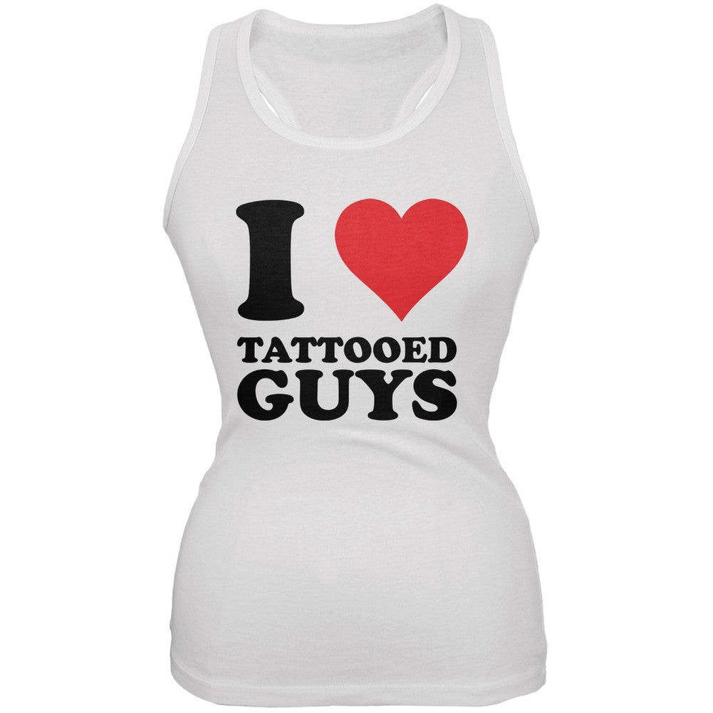 I Heart Tattooed Guys White Juniors Soft Tank Top Juniors Tank Tops Old Glory 2XL White 