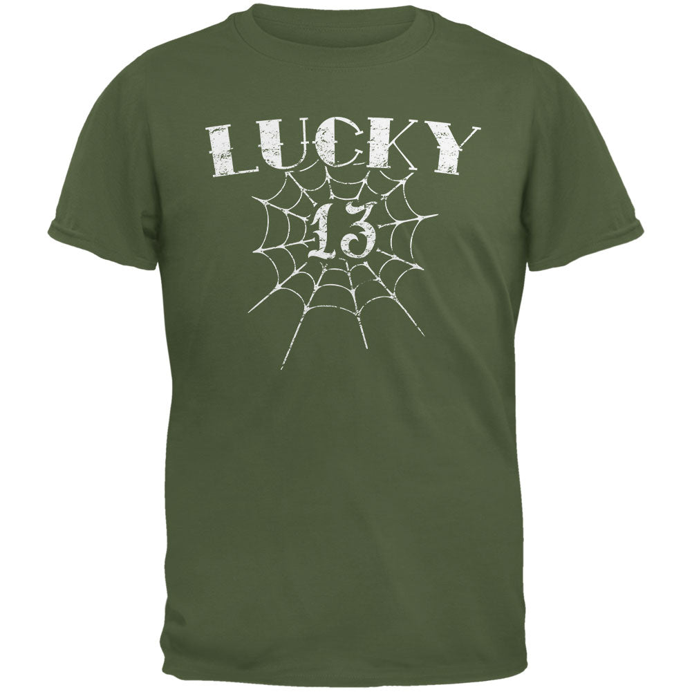 Lucky 13 Military Green Adult T-Shirt Men's T-Shirts Old Glory 2XL Green 