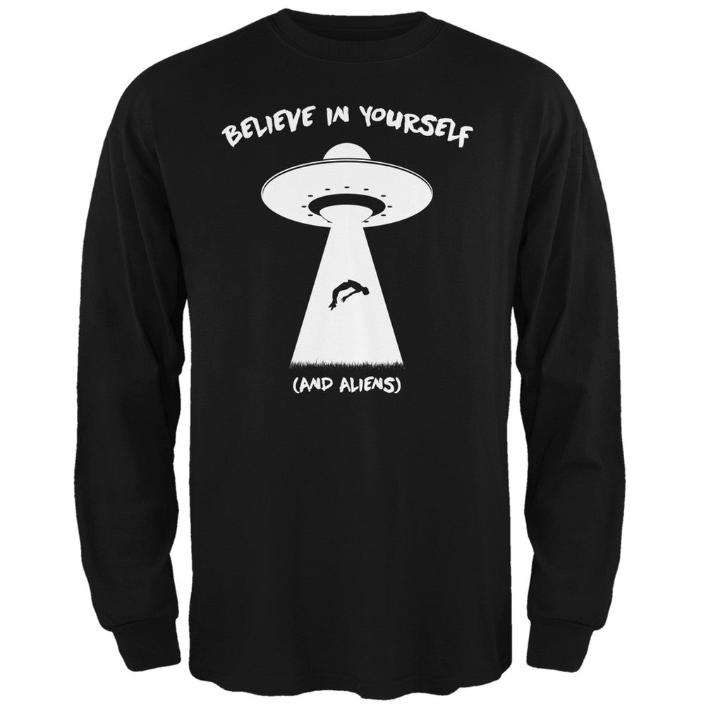 Believe In Yourself (and aliens) Black Adult Long Sleeve T-Shirt Men's Long Sleeves Old Glory 2XL Black 