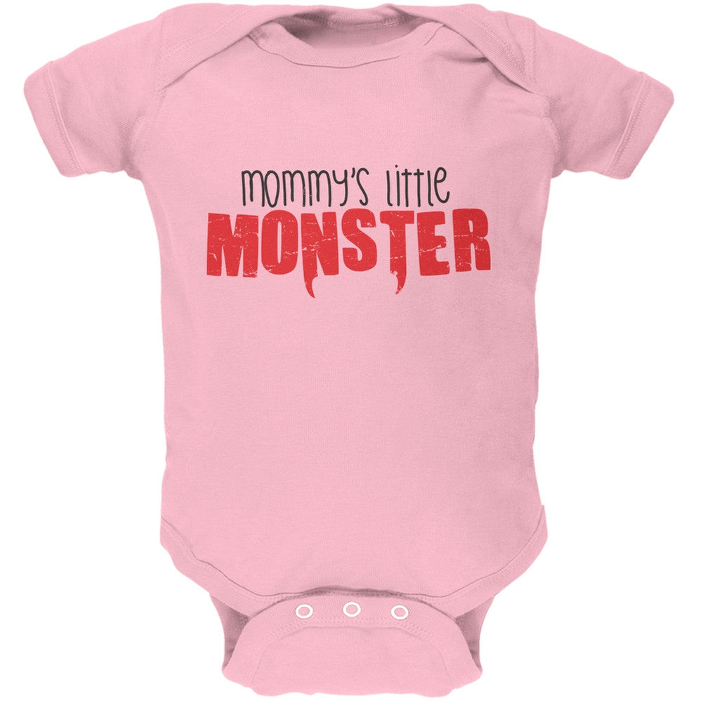 Mommy's Little Monster Light Pink Soft Baby One Piece Baby One Piece Old Glory 0-3M Pink 