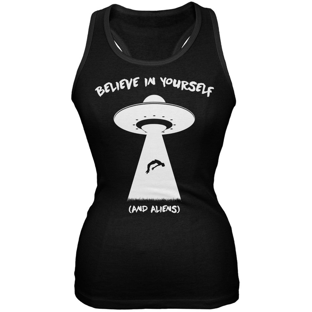 Believe In Yourself (and aliens) Black Juniors Soft Tank Top Juniors Tank Tops Old Glory 2XL Black 