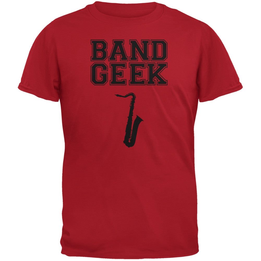 Band Geek Sax Red Adult T-Shirt Men's T-Shirts Old Glory 2XL Red 