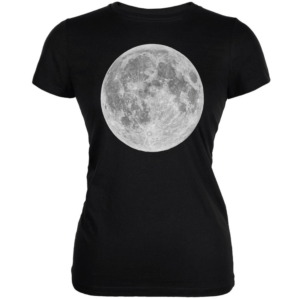Earth's Moon Black Juniors Soft T-Shirt Juniors T-Shirts Old Glory 2XL Black 