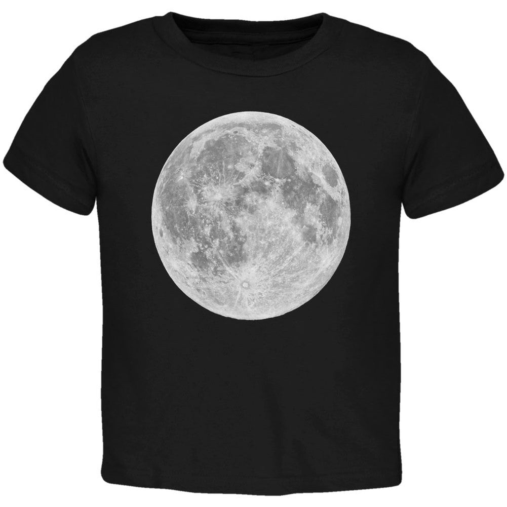 Earth's Moon Black Toddler T-Shirt Toddler T-Shirts Old Glory 2T Black 