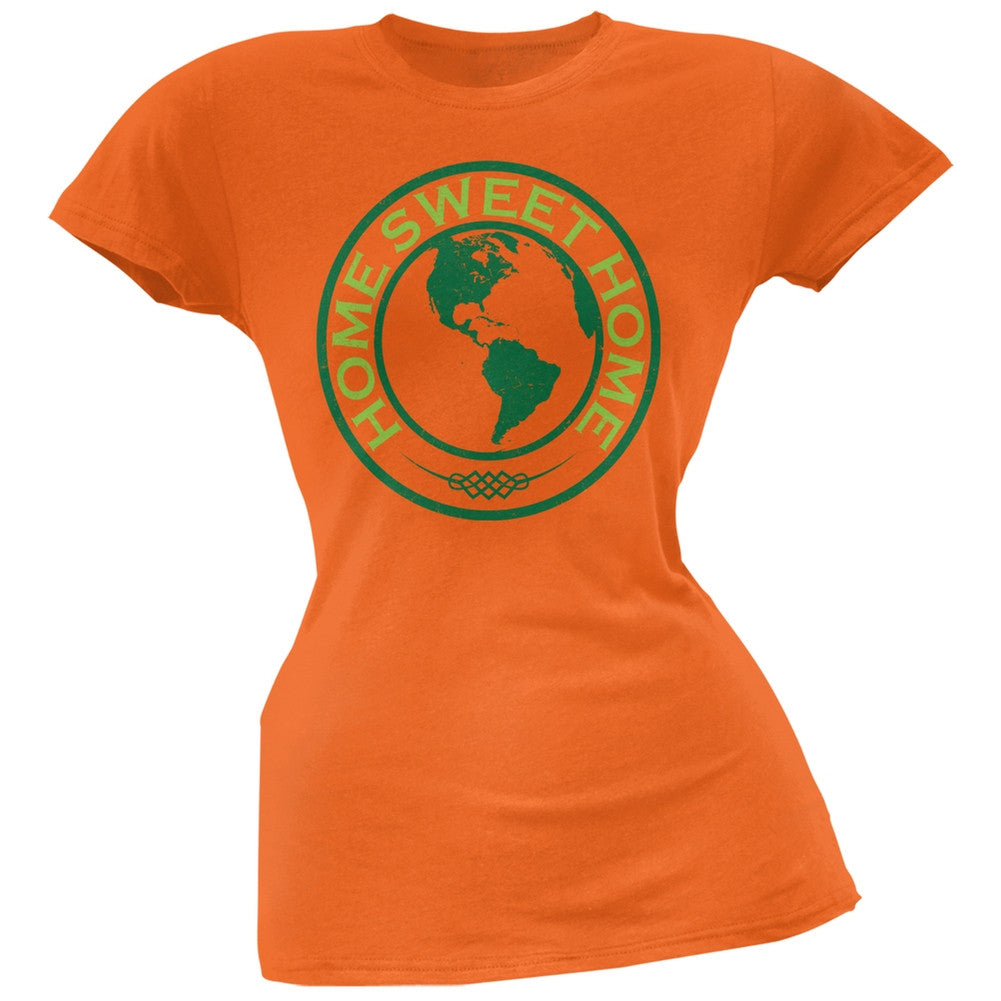 Earth Day - Home Sweet Home Orange Juniors Soft T-Shirt Juniors T-Shirts Old Glory 2XL Orange 