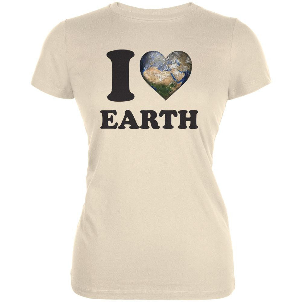 Earth Day - I Heart Earth Cream Juniors Soft T-Shirt Juniors T-Shirts Old Glory 2XL Off-White 