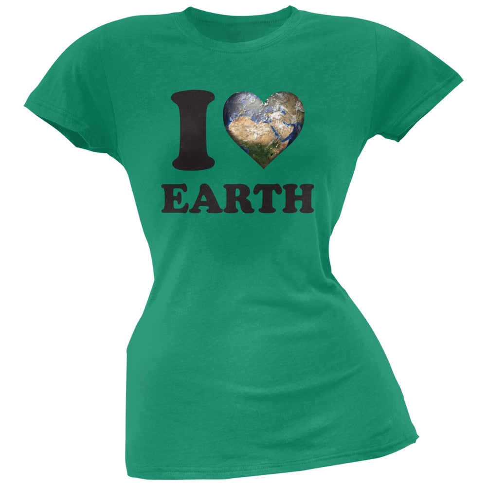 Earth Day - I Heart Earth Kelly Green Juniors Soft T-Shirt Juniors T-Shirts Old Glory 2XL Green 