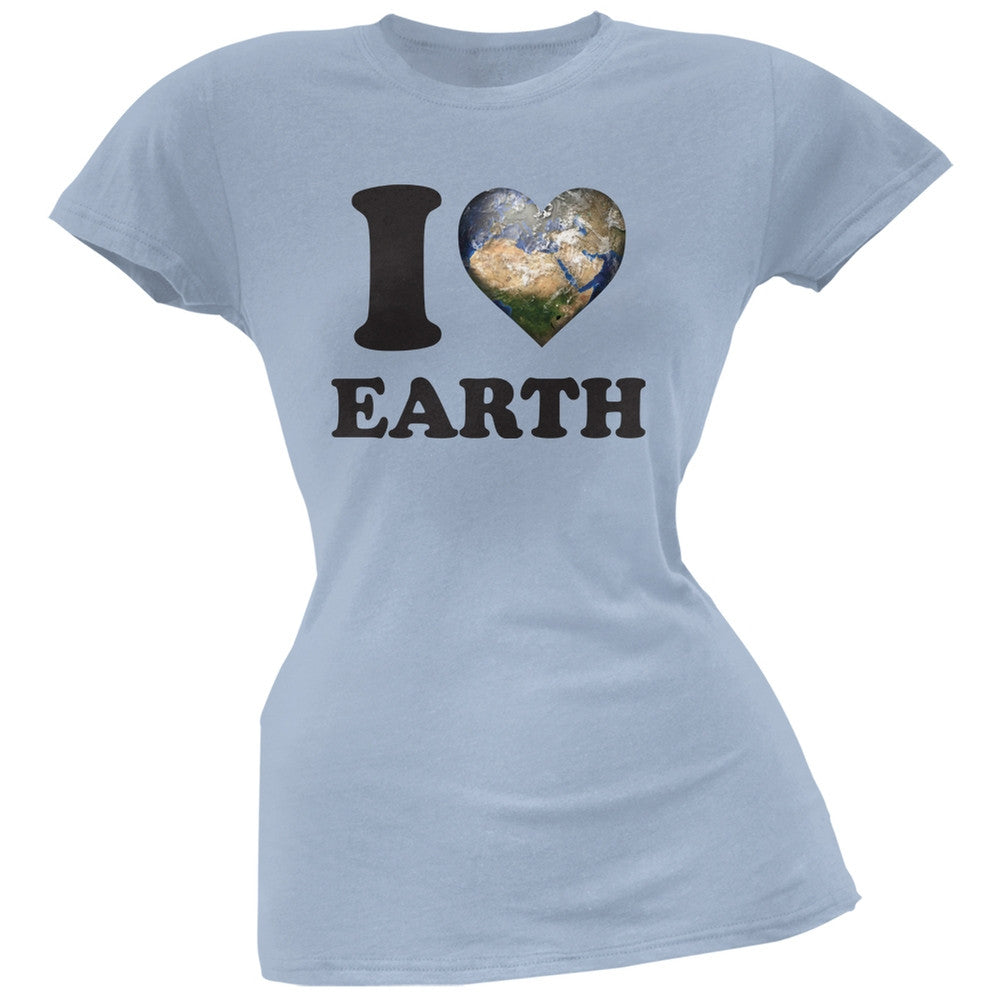 Earth Day - I Heart Earth Light Blue Juniors Soft T-Shirt Juniors T-Shirts Old Glory 2XL Blue 