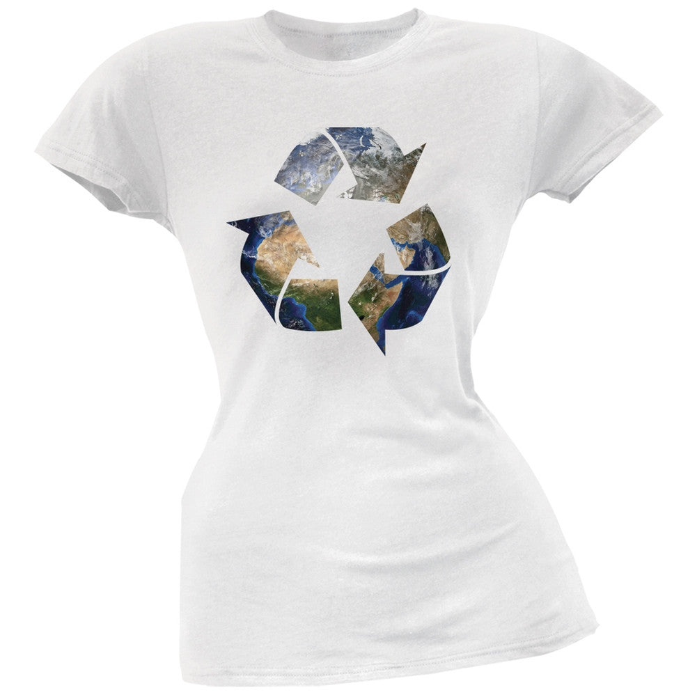 Earth Day - Recycle Earth White Juniors Soft T-Shirt Juniors T-Shirts Old Glory 2XL White 