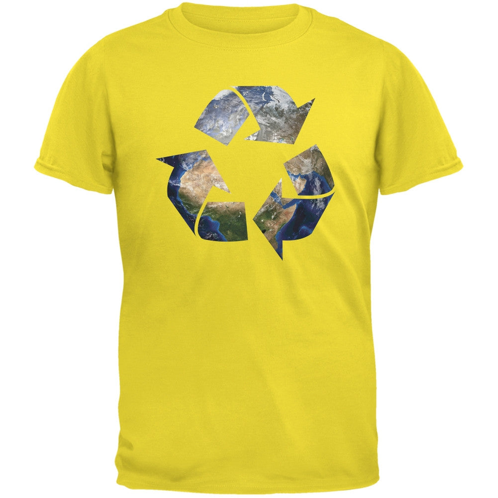 Earth Day - Recycle Earth Yellow Adult T-Shirt Men's T-Shirts Old Glory 2XL Yellow 