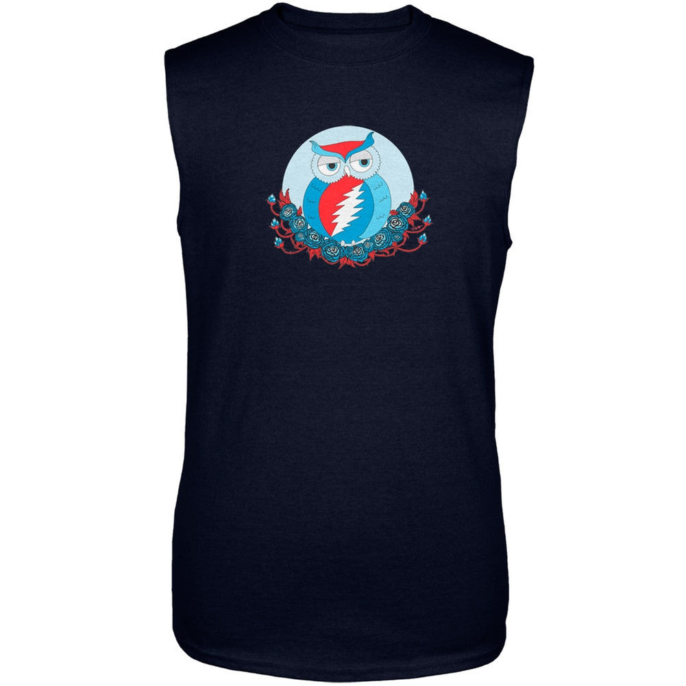 Grateful Dead - Steal Your Face Owl Navy Adult Tank Top Men's Tank Tops Grateful Dead   