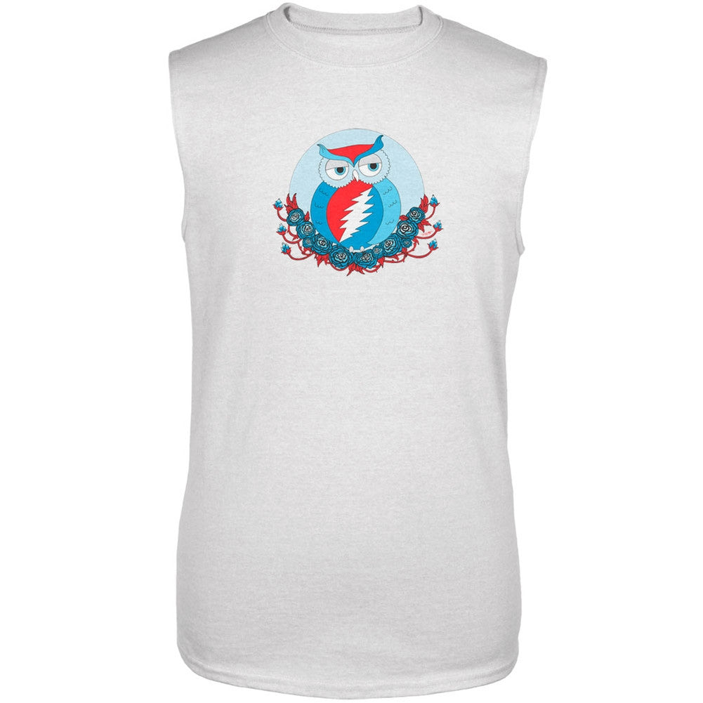 Grateful Dead - Steal Your Face Owl White Adult Tank Top Men's Tank Tops Grateful Dead   