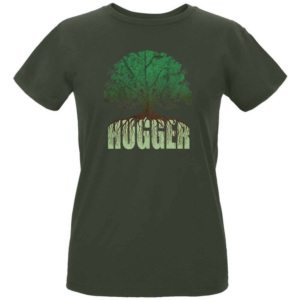 Earth Day - Rooted Tree Hugger Women's Organic City Green T-Shirt Women's T-Shirts Old Glory LG Green 