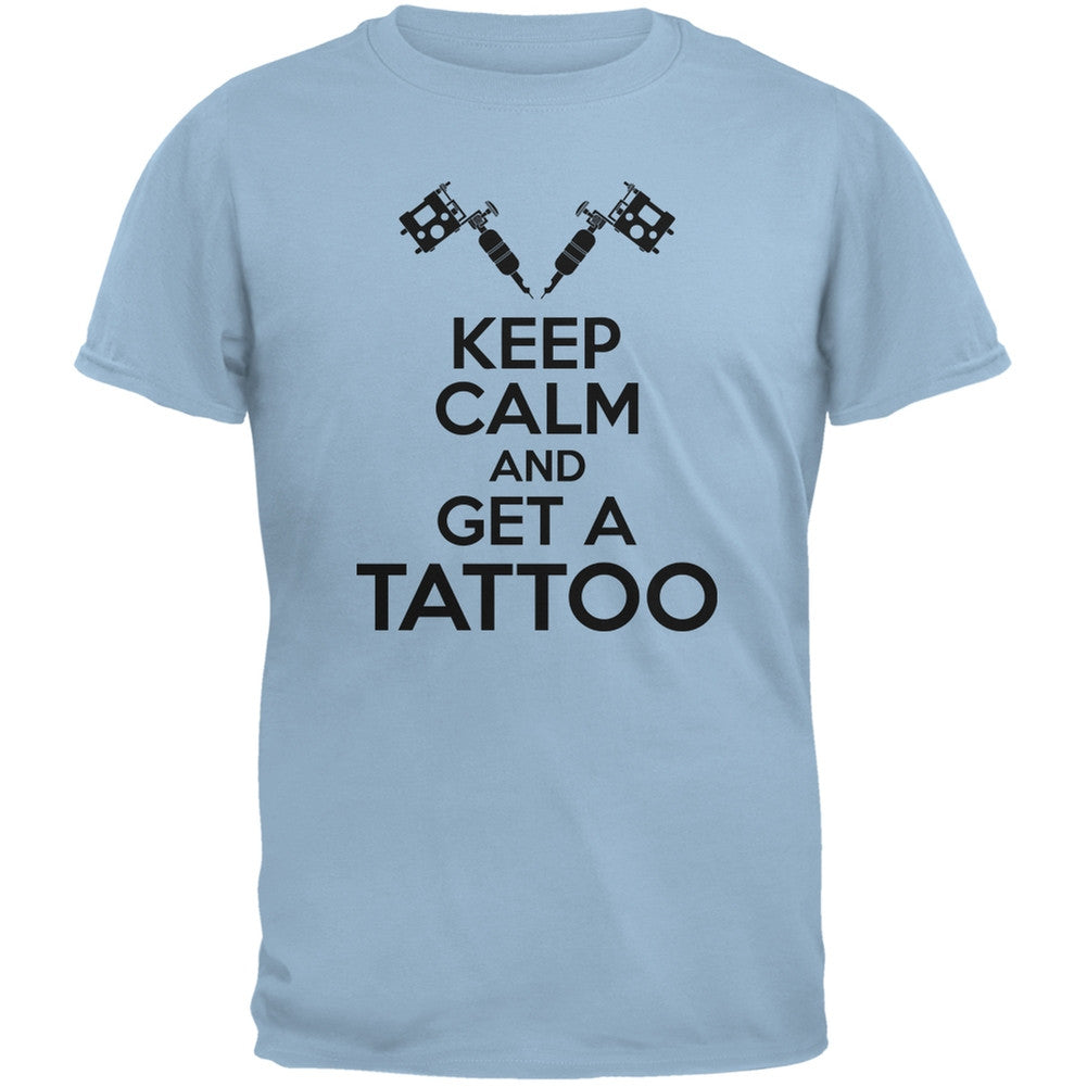 Keep Calm Get A Tattoo Light Blue Adult T-Shirt Men's T-Shirts Old Glory 2XL Blue 