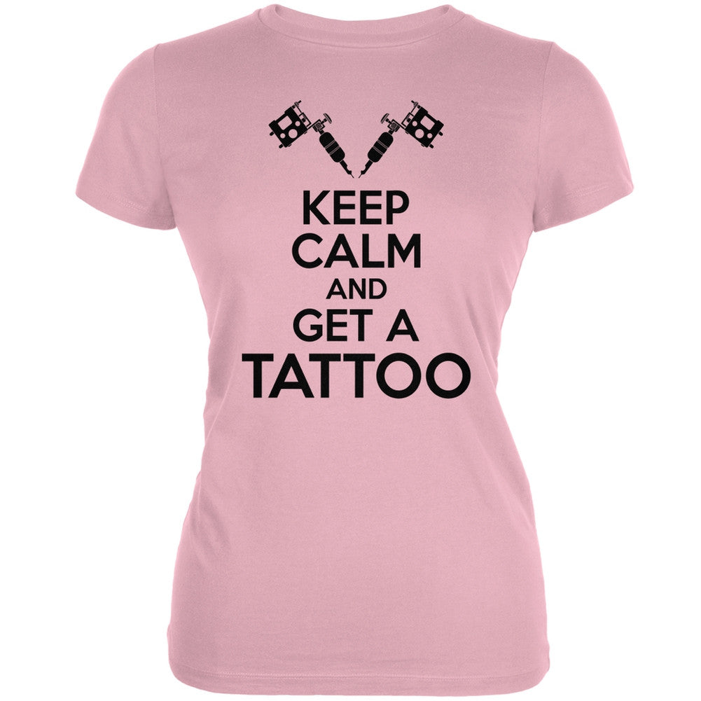 Keep Calm Get A Tattoo Pink Juniors Soft T-Shirt Juniors T-Shirts Old Glory 2XL Pink 