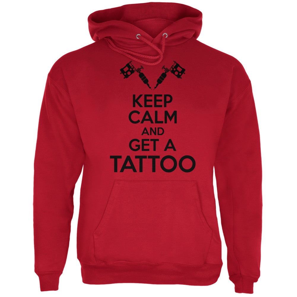 Keep Calm Get A Tattoo Red Adult Hoodie Men's Hoodies Old Glory 2XL Red 