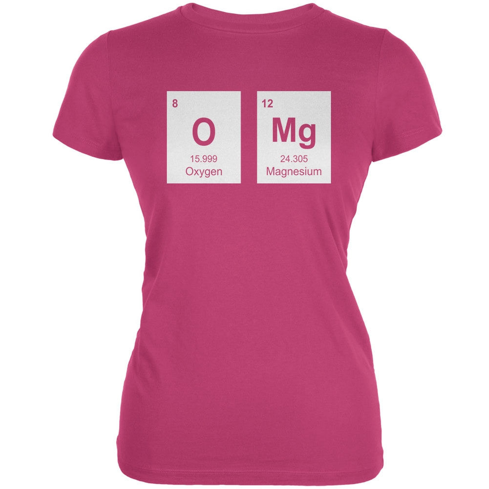 OMg Periodic Elements Berry Pink Juniors Soft T-Shirt Juniors T-Shirts Old Glory SM Pink