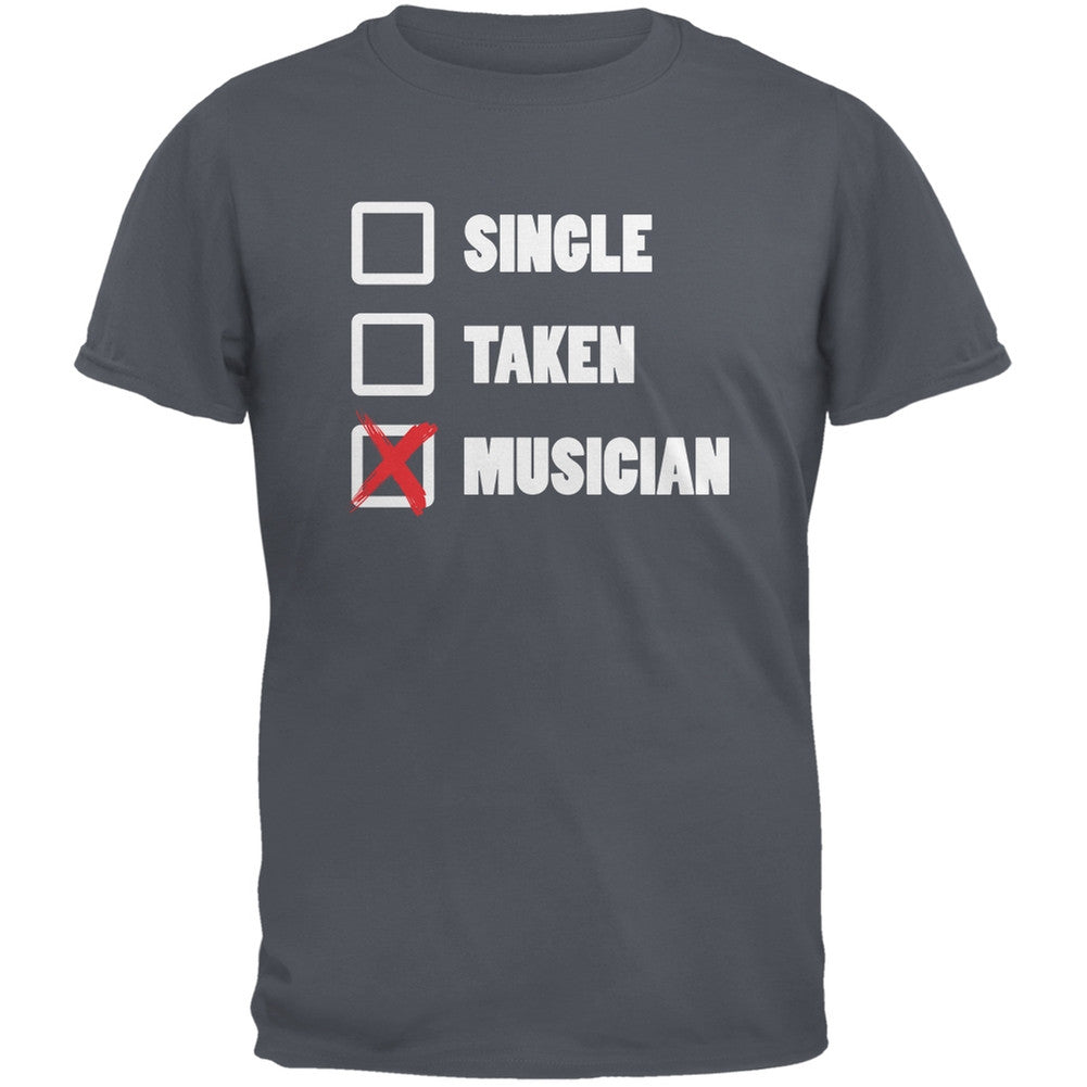 Single Taken Musician Charcoal Grey Adult T-Shirt Men's T-Shirts Old Glory 2XL Grey 