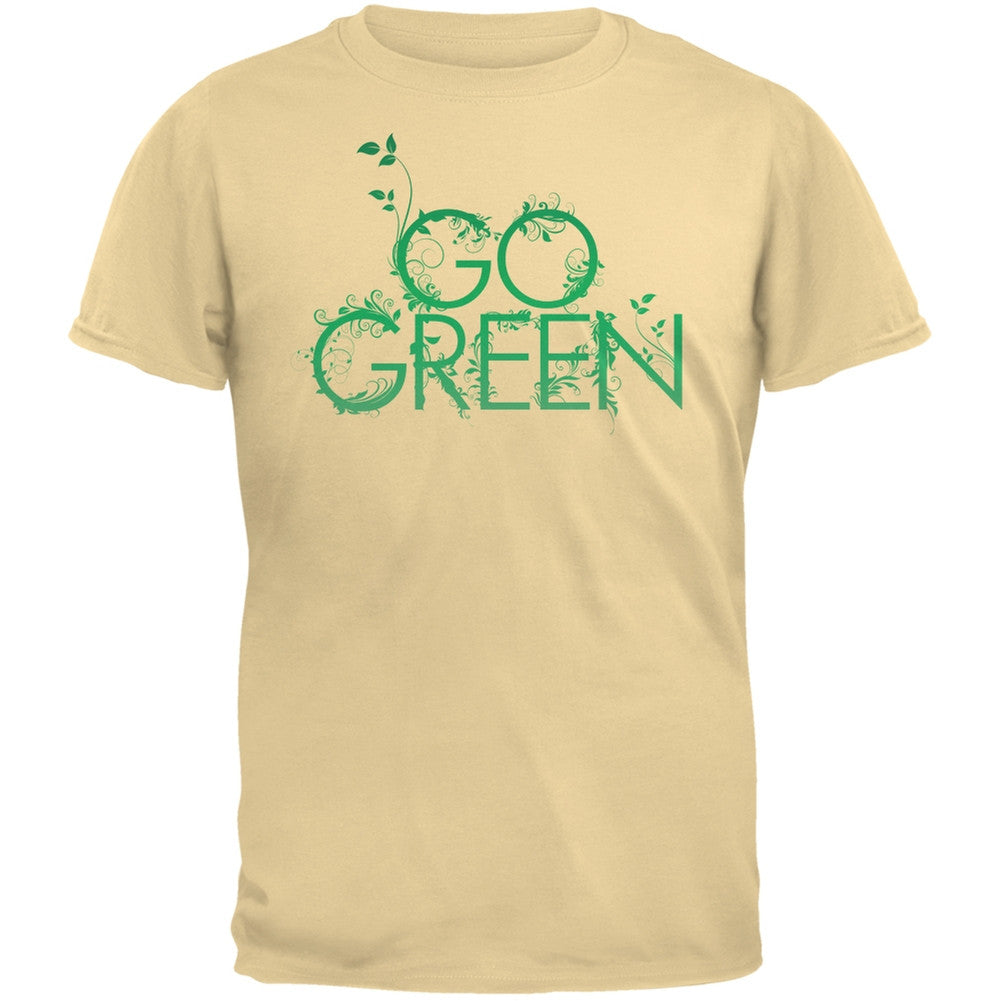 Earth Day - Go Green Adult Organic Yellow T-Shirt Men's T-Shirts Old Glory LG Yellow 