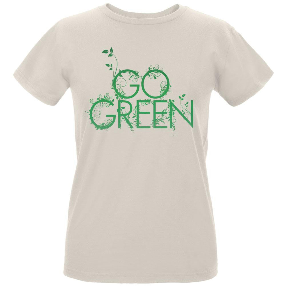 Earth Day - Go Green Women's Organic Natural T-Shirt Women's T-Shirts Old Glory LG Off-White 