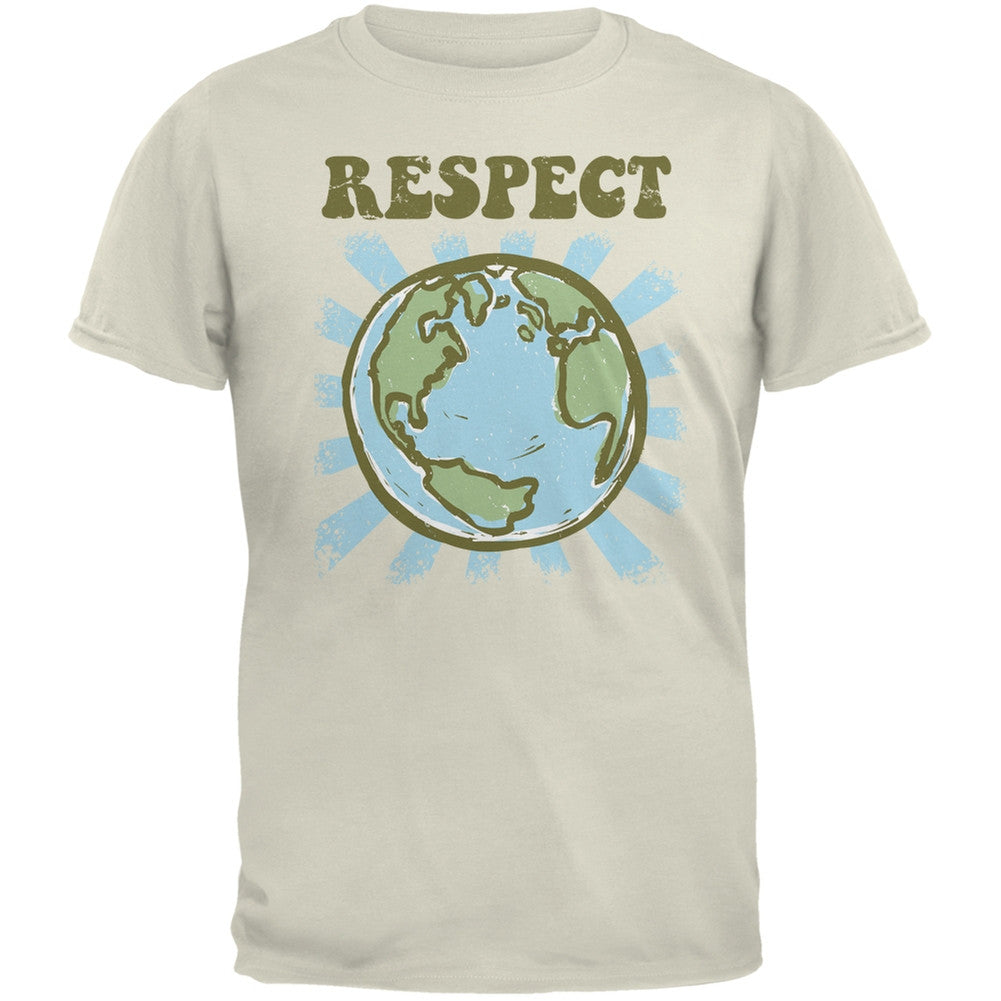 Earth Day - Respect Earth Natural Adult T-Shirt Men's T-Shirts Old Glory 2XL Off-White 