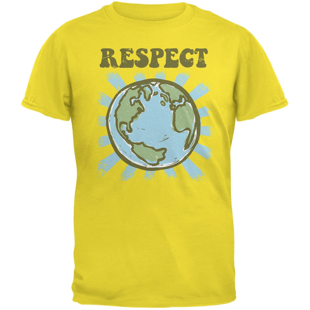 Earth Day - Respect Earth Yellow Adult T-Shirt Men's T-Shirts Old Glory 2XL Yellow 