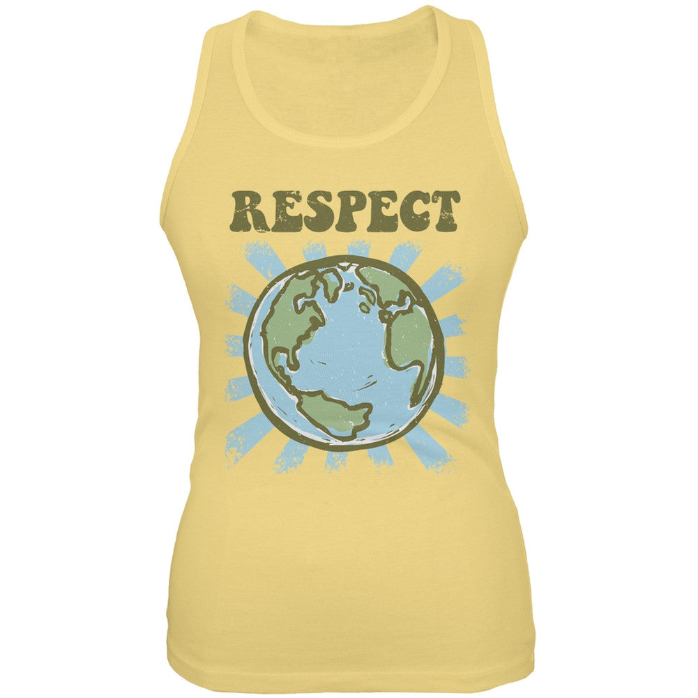 Earth Day - Respect Earth Yellow Juniors Soft Tank Top Juniors Tank Tops Old Glory 2XL Yellow 