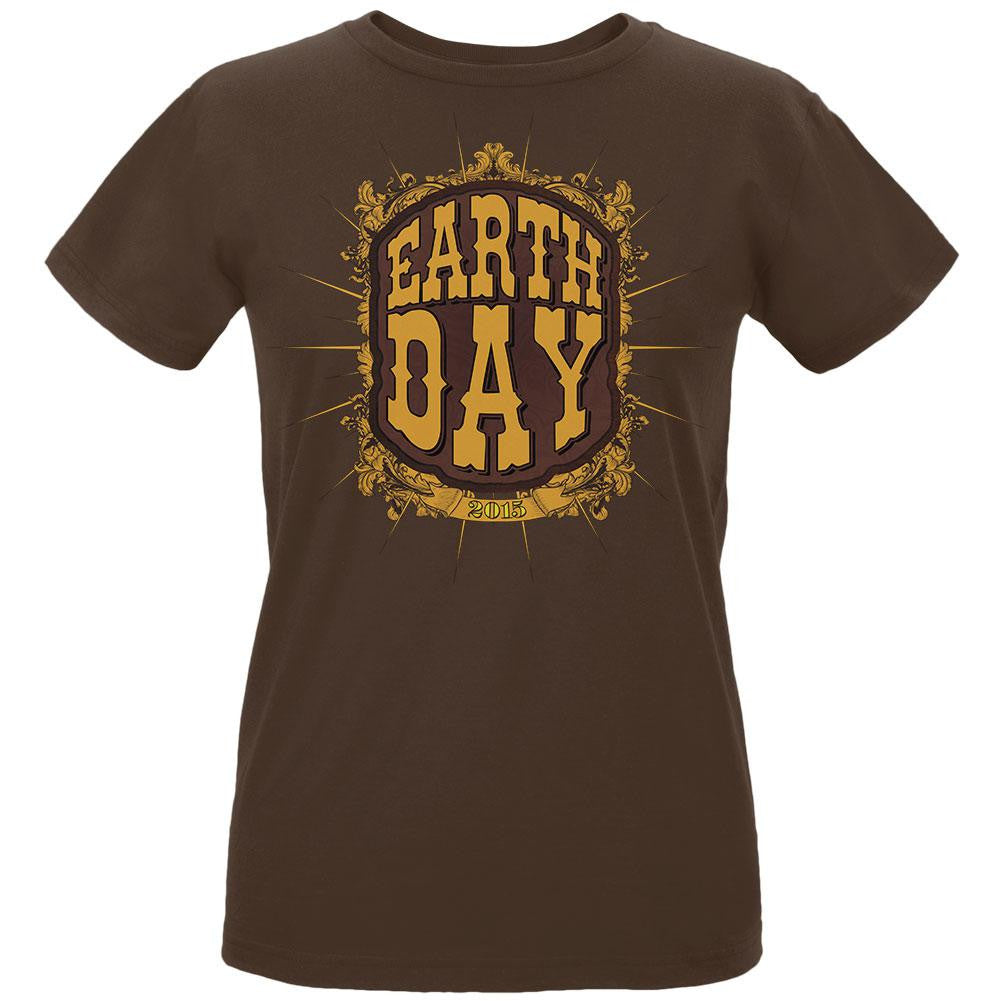 Earth Day - Vintage Earth Day 2015 Women's Organic Chocolate T-Shirt Women's T-Shirts Old Glory LG Brown 