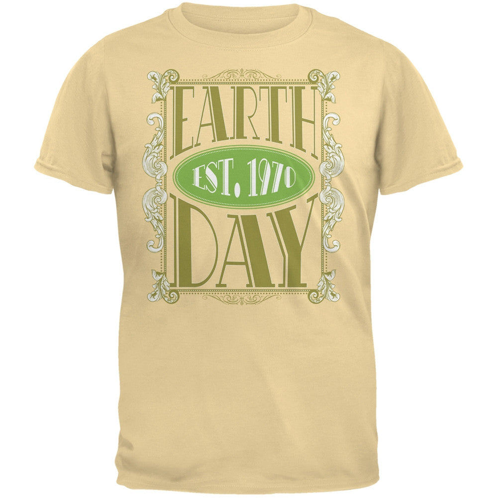 Earth Day - Vintage Earth Day Est. 1970 Adult Organic Yellow T-Shirt Men's T-Shirts Old Glory LG Yellow 