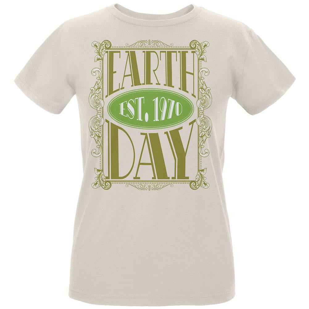 Earth Day - Vintage Earth Day Est. 1970 Women's Organic Natural T-Shirt Women's T-Shirts Old Glory LG Off-White 