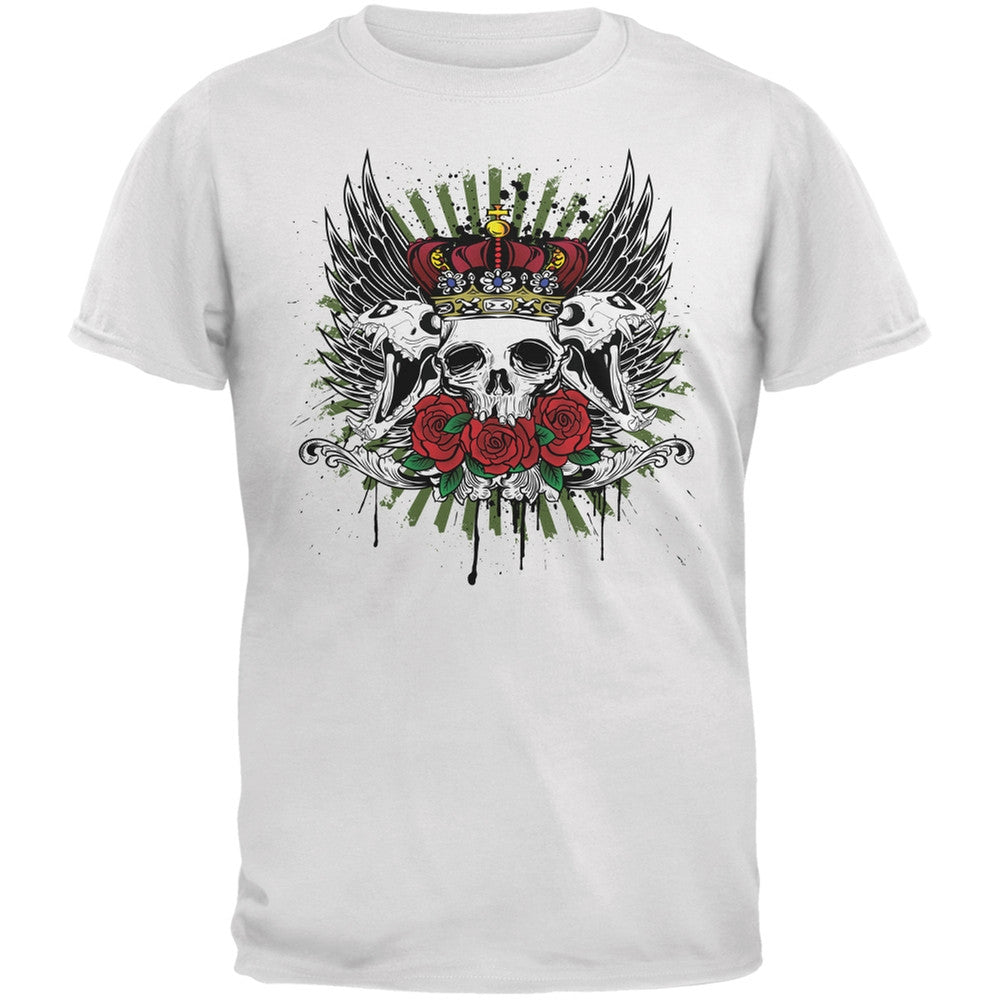 Skull & Roses White Youth T-Shirt Youth T-Shirts Old Glory LG White 