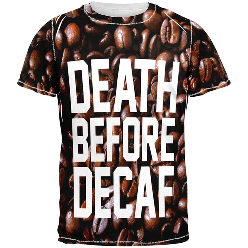 Death Before Decaf All Over Adult T-Shirt Men's T-Shirts Old Glory 2XL White 