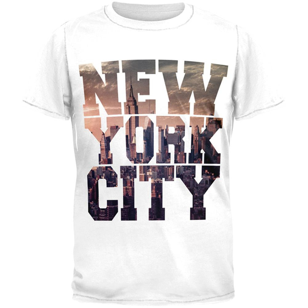 New York City All Over Adult T-Shirt Men's T-Shirts Old Glory 2XL White 