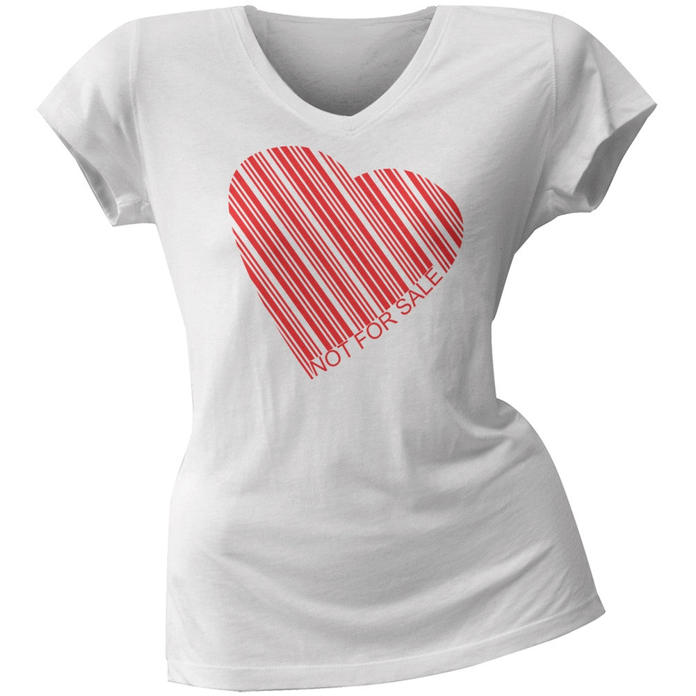 Not For Sale Heart White Juniors V-Neck T-Shirt Juniors T-Shirts Old Glory 2XL White 