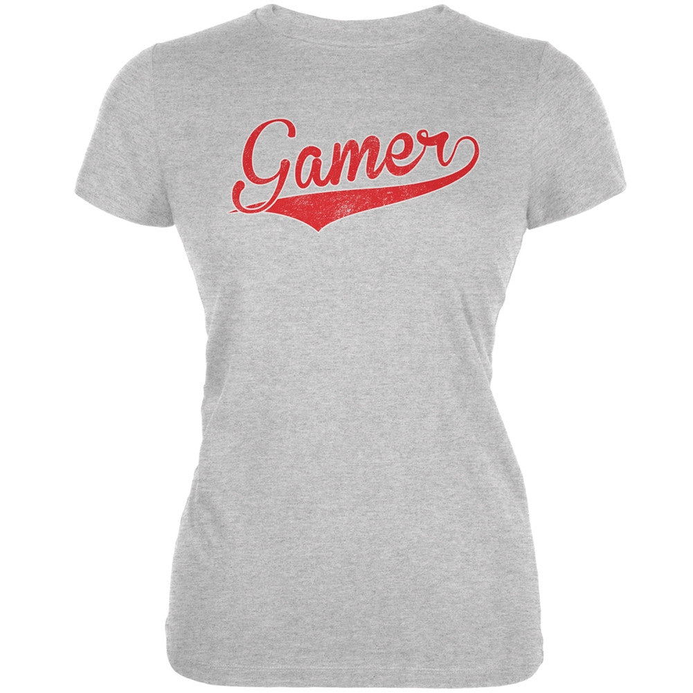 Gamer Heather Grey Juniors Soft T-Shirt Juniors T-Shirts Old Glory 2XL Grey 