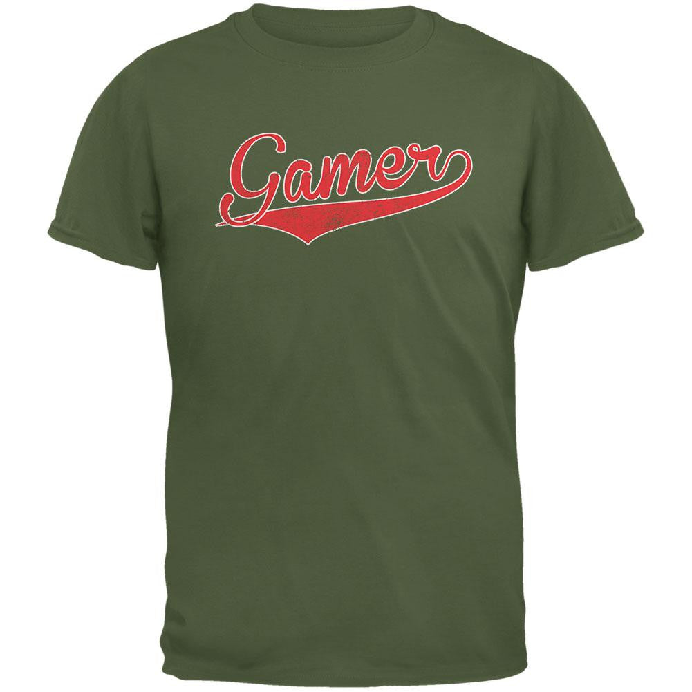 Gamer Military Green Adult T-Shirt Men's T-Shirts Old Glory 2XL Green 