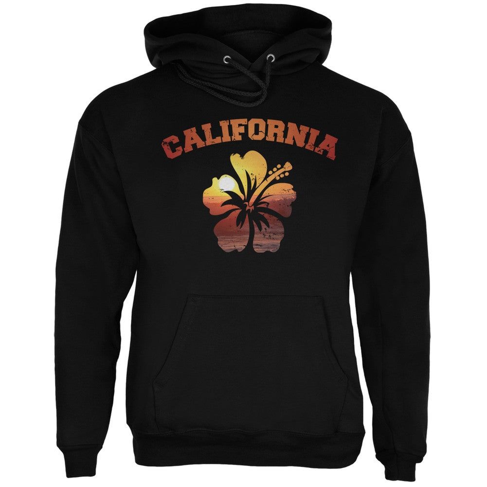 California Hibiscus Black Adult Hoodie Men's Hoodies Old Glory 2XL Black 