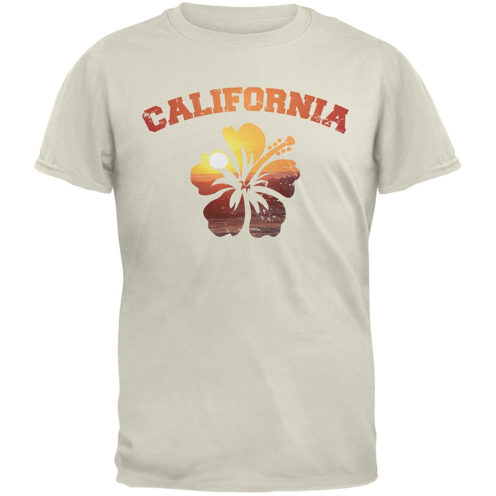 California Hibiscus Natural Adult T-Shirt Men's T-Shirts Old Glory 2XL Beige 