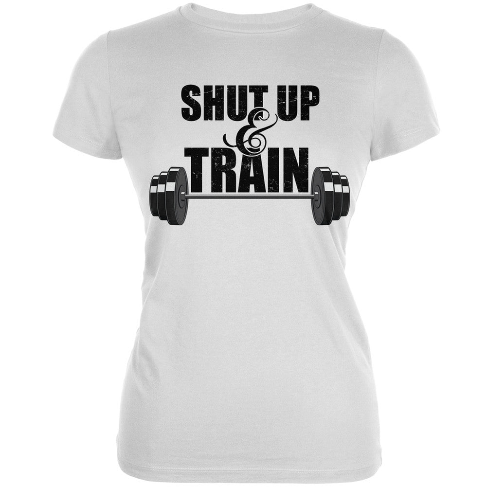 Shut Up & Train White Juniors Soft T-Shirt Juniors T-Shirts Old Glory 2XL White 