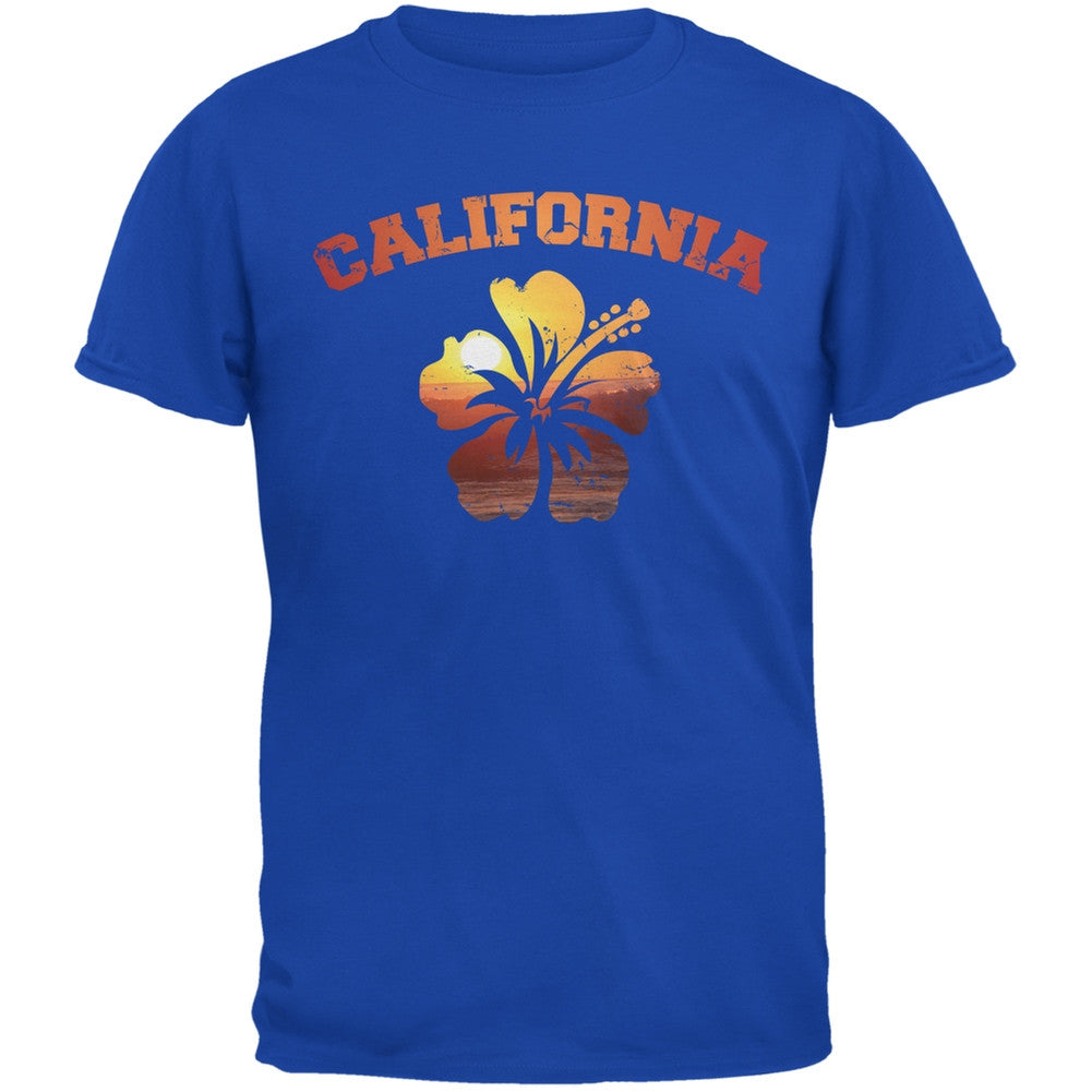 California Hibiscus Royal Adult T-Shirt Men's T-Shirts Old Glory 2XL Blue 