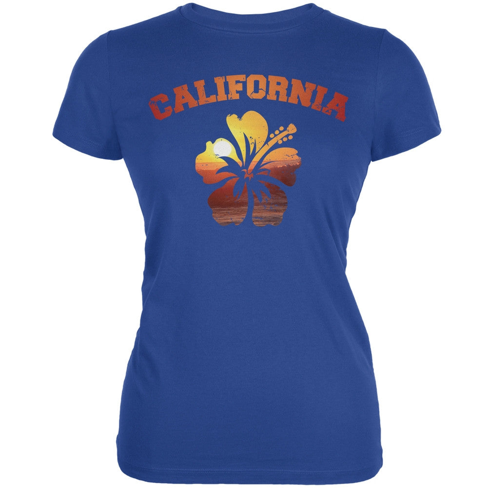 California Hibiscus Royal Juniors Soft T-Shirt Juniors T-Shirts Old Glory 2XL Blue 