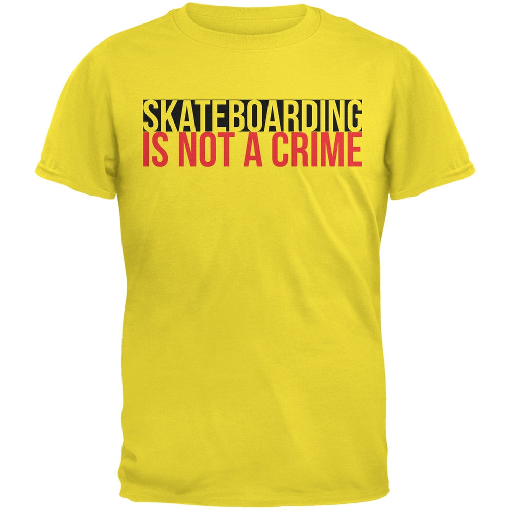 Skateboarding Is Not A Crime Yellow Adult T-Shirt Men's T-Shirts Old Glory 2XL Yellow 