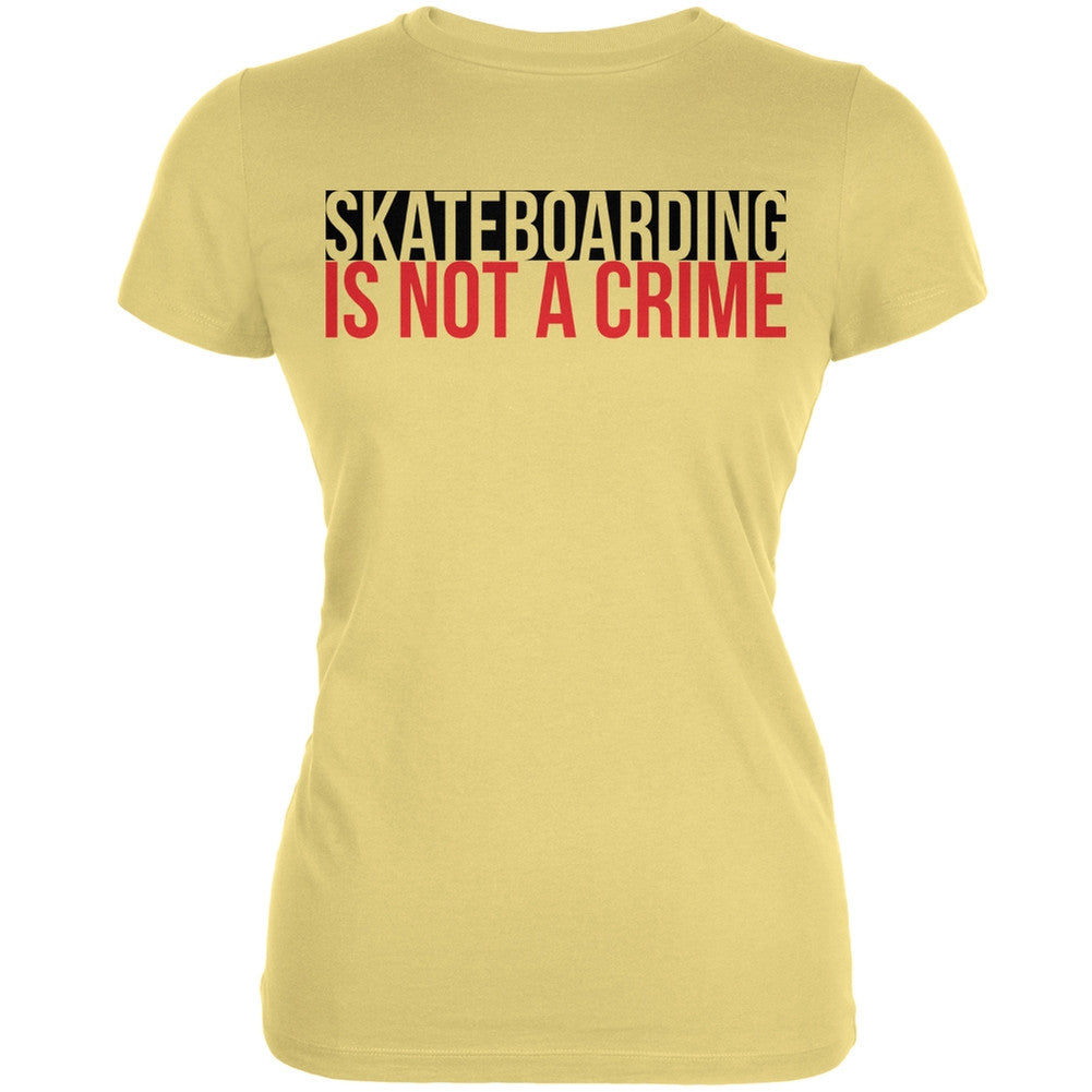 Skateboarding Is Not A Crime Yellow Juniors Soft T-Shirt Juniors T-Shirts Old Glory 2XL Yellow 
