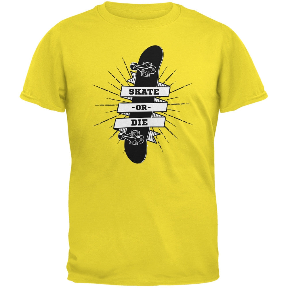 Skate Or Die Yellow Adult T-Shirt Men's T-Shirts Old Glory 2XL Yellow 