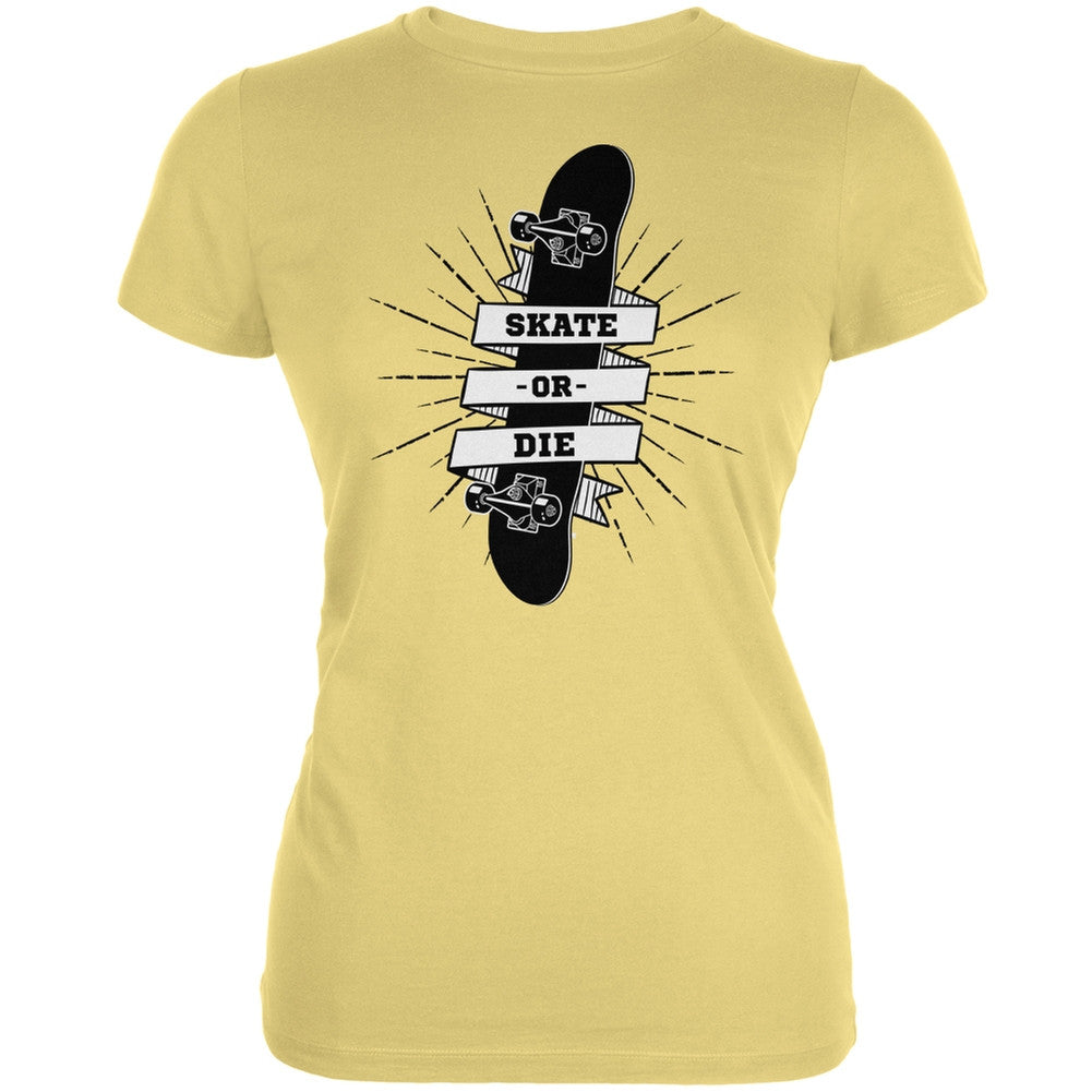 Skate Or Die Yellow Juniors Soft T-Shirt Juniors T-Shirts Old Glory 2XL Yellow 