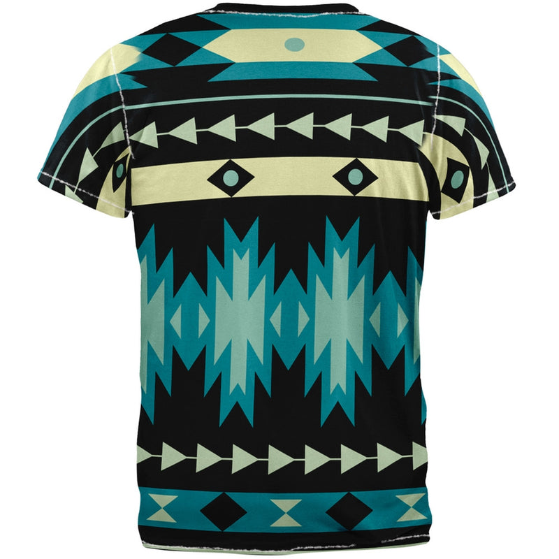 Native American Pattern Blue All Over Adult T-Shirt Men's T-Shirts Old Glory   