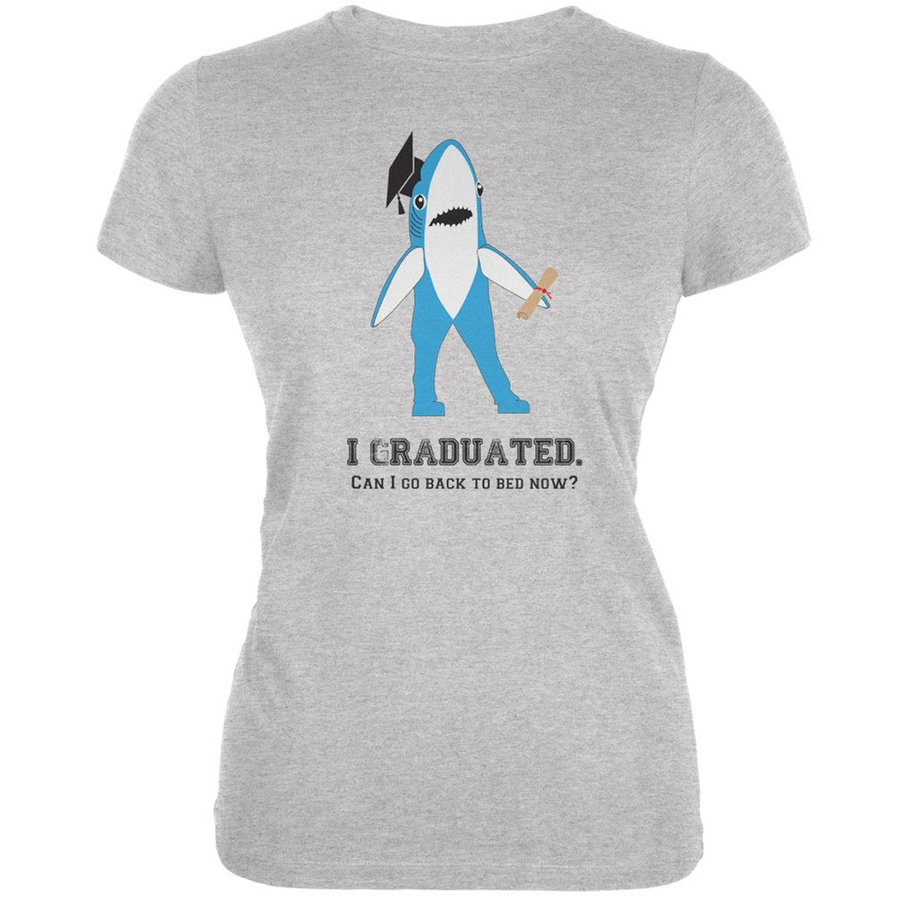 Graduation - Left Shark I Graduated Heather Grey Juniors Soft T-Shirt Juniors T-Shirts Old Glory 2XL Grey 