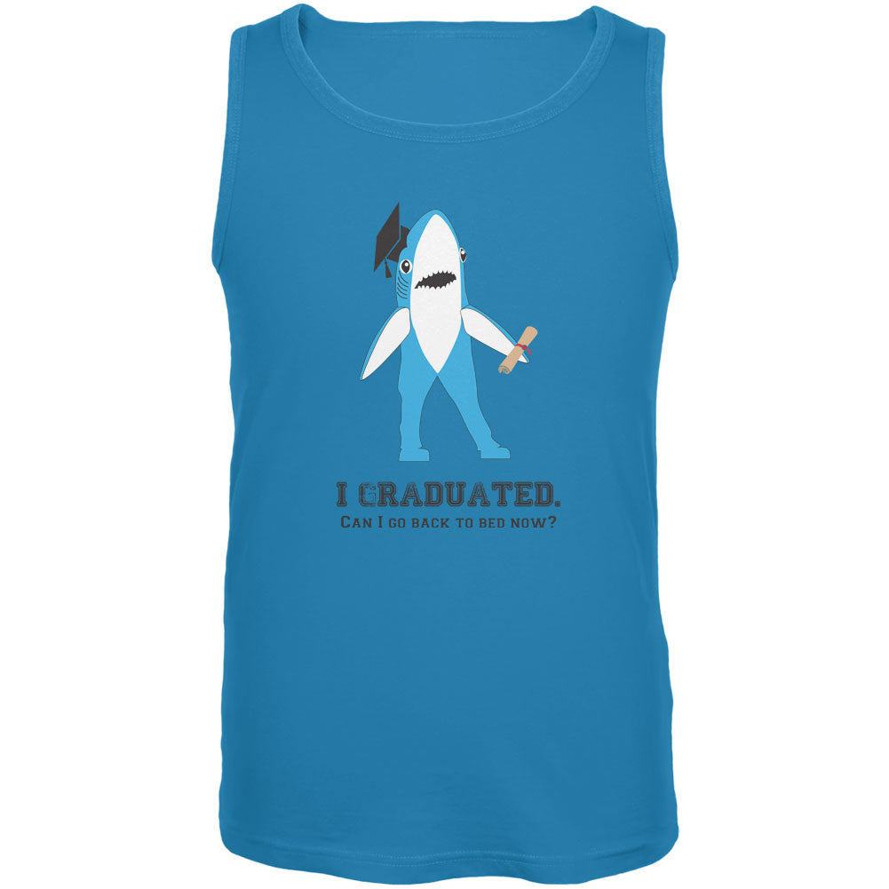 Graduation - Left Shark I Graduated Turquoise Adult Tank Top Men's Tank Tops Old Glory   