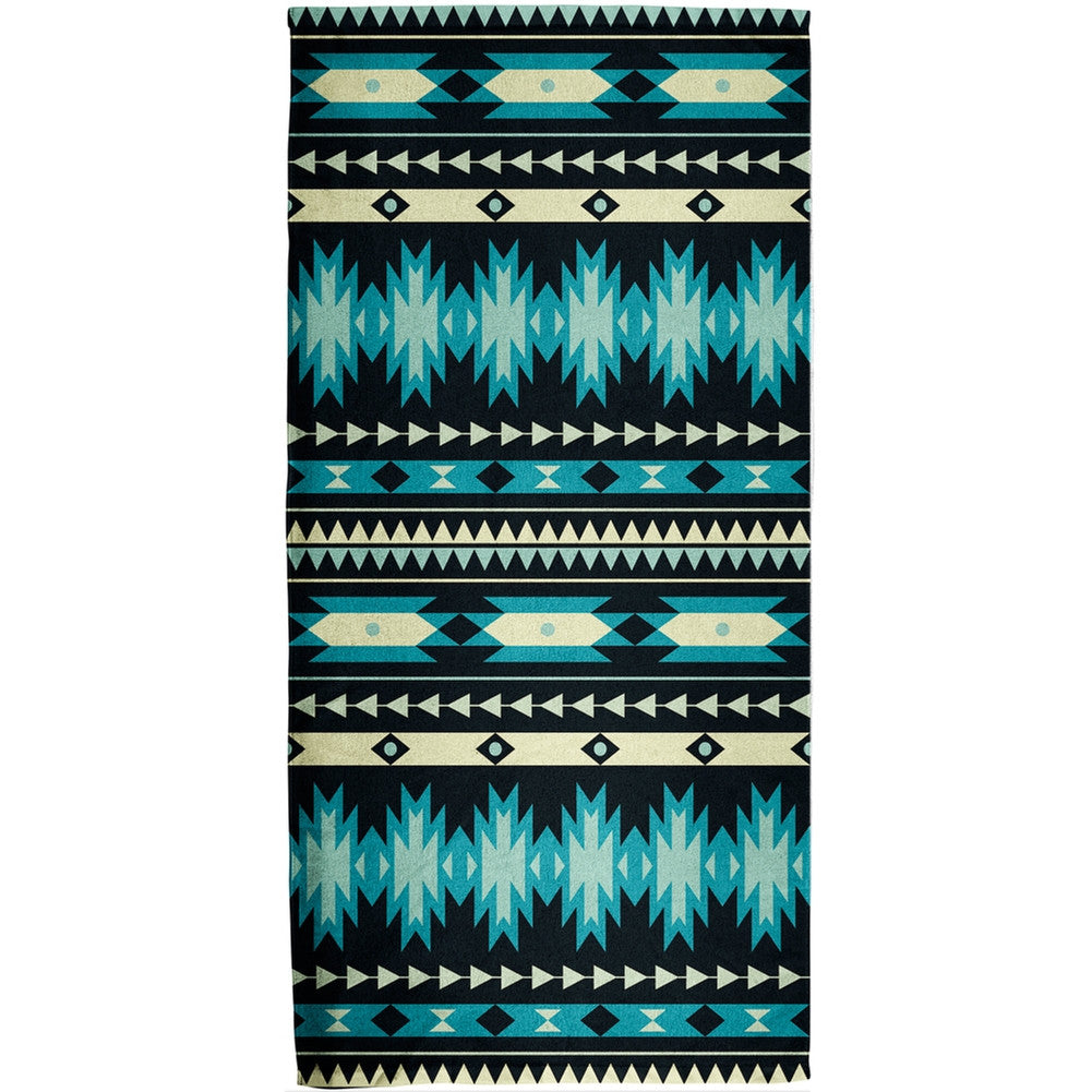 Native American Pattern Blue All Over Bath Towel Bath Towels Old Glory   